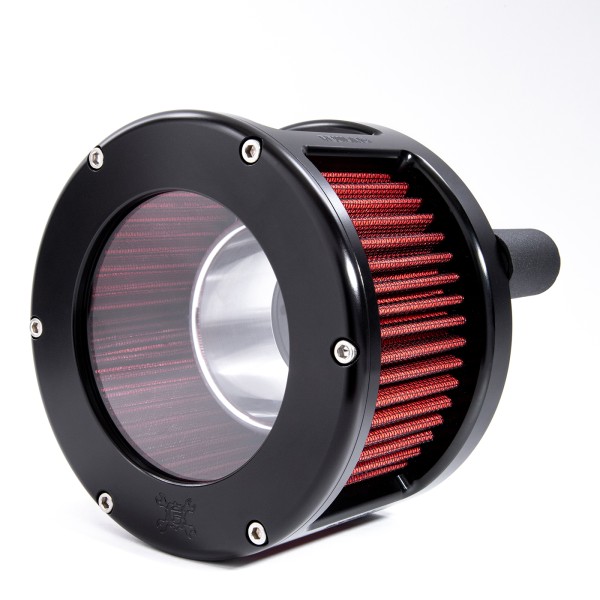 BA Race Series Air Cleaner Kit, Race Series tall cage, Red filter, Black finish