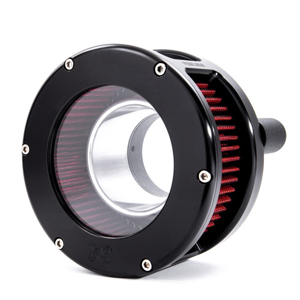 BA Air Cleaner Kit, Black finish, Red filter