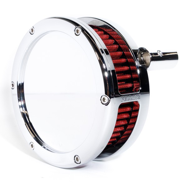 BA Air Cleaner Kit Slim, Chrome finish, Red filter