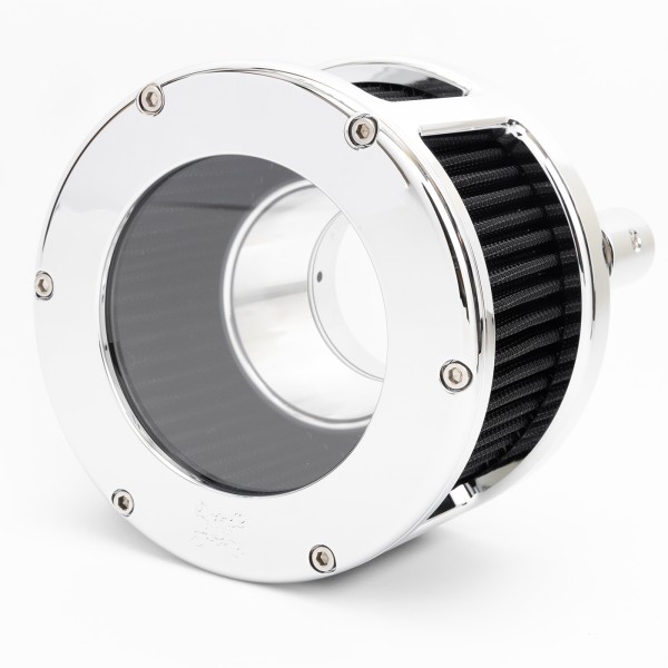 BA Race Series Air Cleaner Kit, Race Series tall cage, Chrome finish, Black filter
